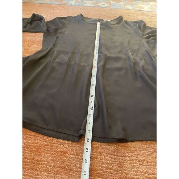 ODDY EMBROIDERED WAIST TIE CUPRO BLEND BLACK WOMEN LONG SLEEVE BLOUSE XL - Picture 4 of 7